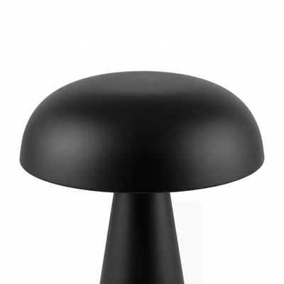 Aurelia cordless mushroom lamp with brushed metal finish and rounded dome silhouette