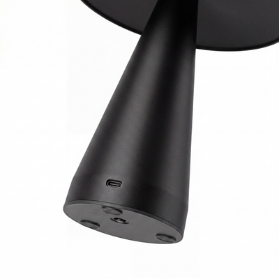 Aurelia cordless mushroom lamp with brushed metal finish and rounded dome silhouette
