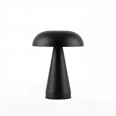 Aurelia cordless mushroom lamp with brushed metal finish and rounded dome silhouette